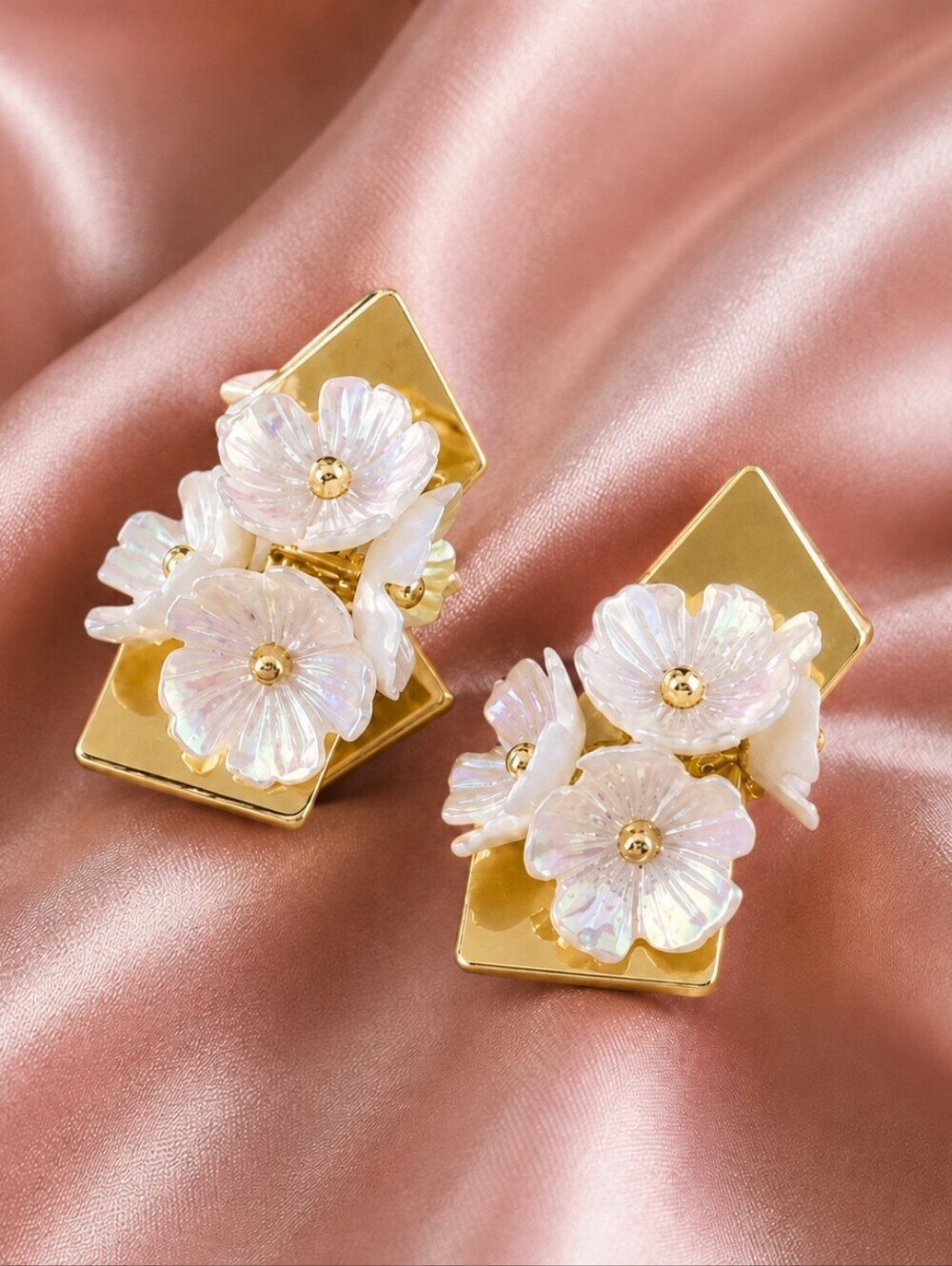 ANTHROPOLOGIE IRRIDESCENT FLORAL EARRINGS